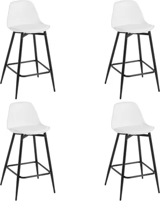 Produktbild von Klihome Barhocker, Küchenhocker PP, mit Fußstütze, gepolstert, Metallbeinen, Weiß