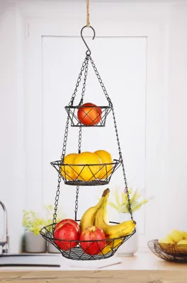 Produktbild von Etagere Obstkorb hängend Hängekorb Küchenampel 3 Körbe Ampel Obst