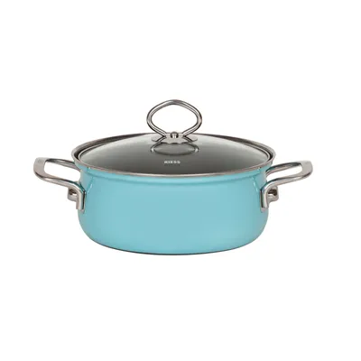 Produktbild von Riess Kasserolle mit Glasdeckel Ø20cm 2 Liter Nouvelle Kristallblau Emaille