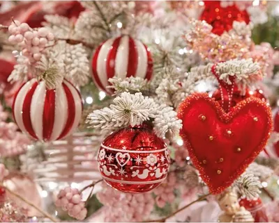 Produktbild von Weihnachtskugeln Glas mit Streifen geriffelt 8cm rot / weiß, 3er Set