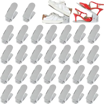 Produktbild von DEULINE 30 x Verstellbarer Schuhschlitz Schuhregal Schuhstapler schuhaufbewahrung Schuhorganizer Schuhhalter Farbe: Grau 521133