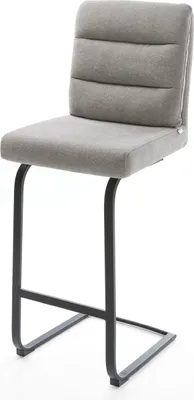 Produktbild von DELIFE Barstuhl Pela-Flex Strukturstoff Soft Grau Freischwinger Flach Metall Schwarz