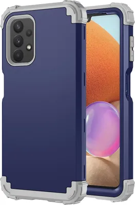Produktbild von Galaxy A32 5G Hülle, 3 in 1 Hybrid PC TPU Stossfest Robust Schutzhülle für Samsung Galaxy A32 5G Navy blau