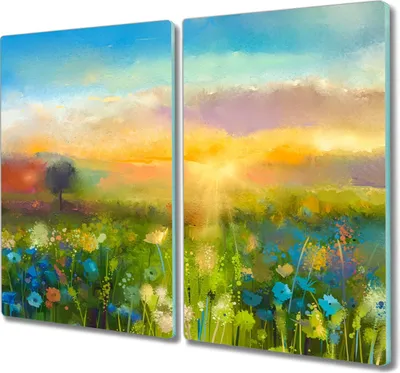 Produktbild von Coloray Schneidebrett Herdabdeckplatte 2x30x52 cm Kochplattenabdeckung Küchenbrett Hackbrett - Blumen Sonnenuntergang