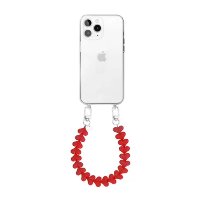 Produktbild von Funky Hearts (Red) Transparant Cord Hülle  - Kompatibel mit iPhone 11 Pro Max
