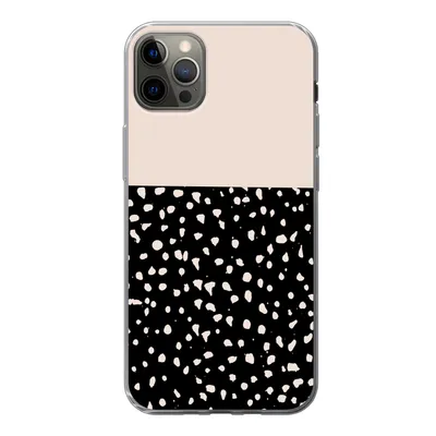 Produktbild von MuchoWow® Handyhülle Schutzhülle Hülle für iPhone 12 Pro Max Polka dots - Beige - Schwarz Silikon Softcase Handy Hülle - Hartschale