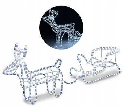 Image de Renne Avec Traîneau Led De 140 Cm Lumières De Noël Blanches Décoration Extérieure
