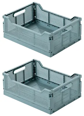 Image de Boîtes de rangement pliables, lot de 2, 40 x 30 cm, paniers de rangement pliables et empilables pour