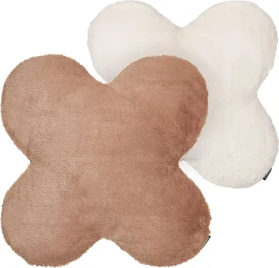Produktbild von BELIANI Dekokissen 2er Set Beige und Hellbraun Felloptik mit Füllung 54x54 cm X-Form Modern Wohnzimmer Schlafzimmer Ausstattung Sofakissen Zierkissen
