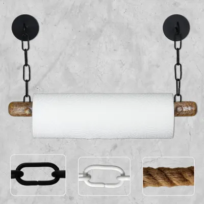 Produktbild von DEKAZIA® Küchenrollenhalter Holz | Wandmontage, Papierrollenhalter, Küchenrolle Halter, Mangoholz Schwarz Kuchenrollenhalterung Wandrollenhalter