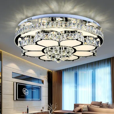 Produktbild von Lampa sufitowa LED crystal 3018-78 cm 140W zdalnie sterowana barwa światła biała ciepła, biała neutralna, biała chłodna sterowana ściemnialna lampa sufitowa crown light