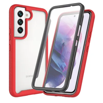 Image de Etui pour Samsung Galaxy S23 bumper avec protecteur d'écran intégré Etui de protection 360° pour le corps entier rouge