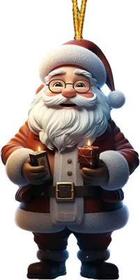 Produktbild von Weihnachtsmann-Ornament, 2D-Acryl-Cartoon-Weihnachtsmann mit Geschenkbox, Weihnachtsbaumschmuck für die Weihnachtsdekoration