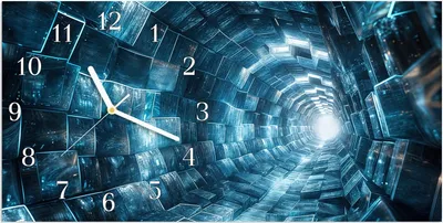 Produktbild von Wanduhr aus Glas mit Motiv Futuristischer Tunnel- 60 x 30 cm - inkl. Aufhängesystem