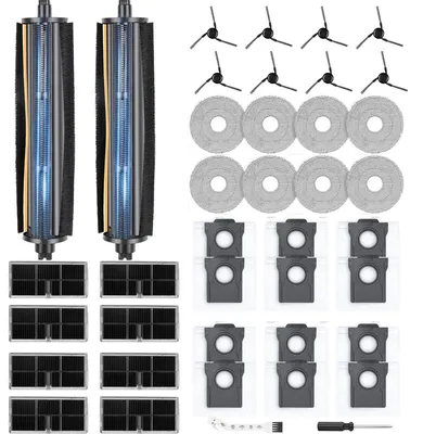 Produktbild von TriCut-Bürste Zubehör für Dreame L10s Ultra Gen 3 / X40 Ultra Complete / L40 Ultra / X40 Master/Mova P50 Pro Ultra Saugroboter, 12 Staubbeutel 8 Seitenbürsten 8 Wischtücher 8 Filter 2 Hauptbürste