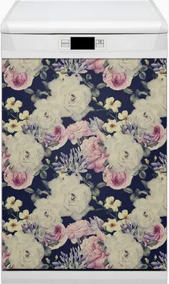 Produktbild von Küche Dekorative Magnete  Magnet Folie für Geschirrspüler 45x80 cm   - Weiße Rosen Vintage