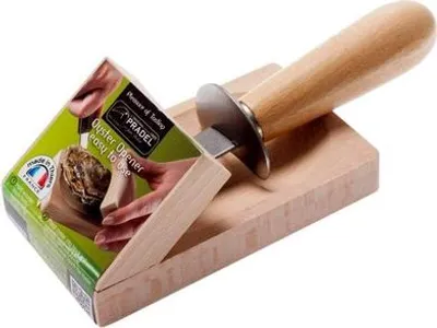 Produktbild von Laguiole Jean Dubost Austernmesser & Halter Set - Edelstahl & Buchenholz - Profi Austernöffner für Genießer