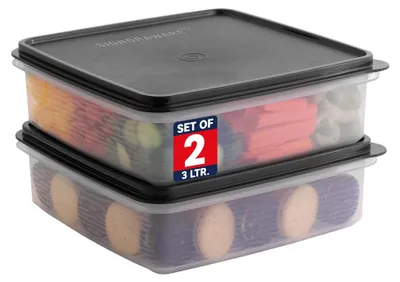 Image de Lot de 2 boîtes de rangement en plastique hermétiques, capacité de 3 litres