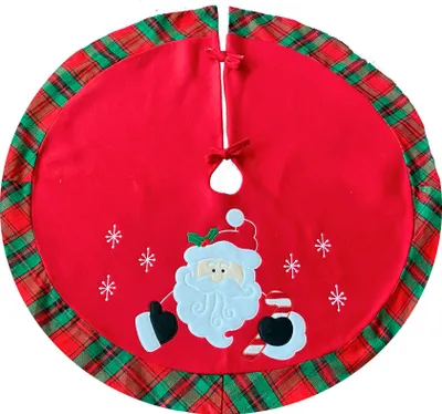 Produktbild von Heimtexland ® Weihnachtsbaumdecke Baumständer Schürze 90 cm Weihnachten Dekoration Christbaumdecke Typ618 Weihnachtsmann Karo