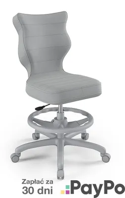 Obrázek produktu pro Židle pro růst dětí, ergonomická židle k psacímu stolu, vhodná pro výšku 146-176 cm, barva: světle šedá (PETIT GRAU), s podnožkou