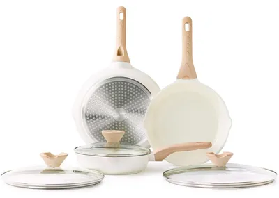 Immagine prodotto di Set di pentole in Vetroceramica con coperchi, 3 pezzi, 20/24/28 cm, adatte per induzione, con rivestimento antiaderente e non tossico