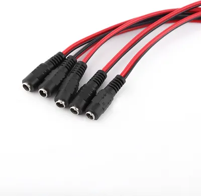 Obrázek produktu pro 10 kusů 12V zástrčka a zásuvka DC kabelu pro bezpečnostní kamery CCTV, černá a červená barva