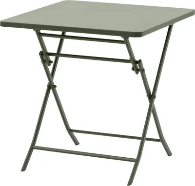 Produktbild von Quadratischer klappbarer gartentisch "greensboro" lorbeergrün 2-sitzer aus stahl   - Hespéride