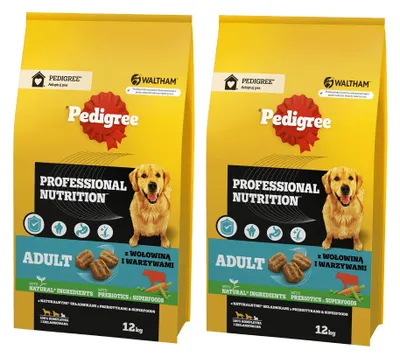 Zdjęcie produktu dla Pedigree Adult Professional Nutrition Z Wołowiną I Warzywami 2x12kg Sucha Karma Dla Psów Średnich I Dużych Ras