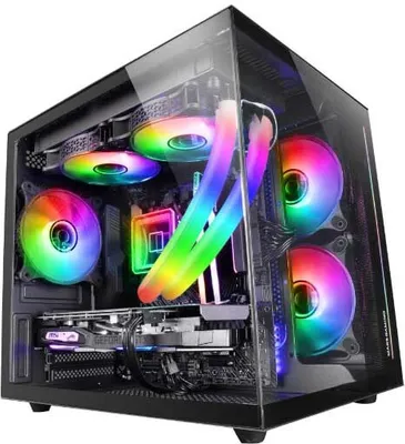Produktbild von Mars Gaming MC-VIEW, Mini Tower, PC, Schwarz, micro ATX, Mini-ITX, Metall, Gehärtetes Glas, Gaming