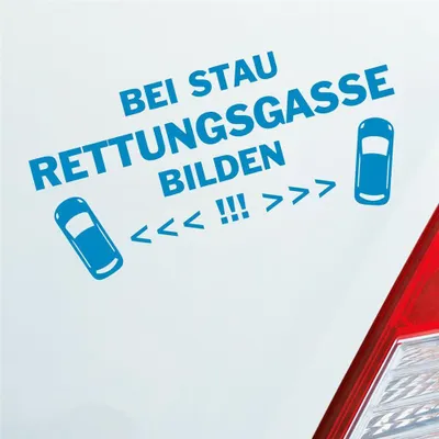 Produktbild von Auto Aufkleber Bei Stau Rettungsgasse bilden! Feuerwehr Leben retten 19x9 cm Hellblau Sticker Heckscheibenaufkleber
