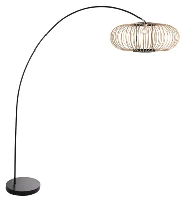 Produktbild von Mexlite - stehlampe - Solva - natürlich schwarz - bambus metall - bogenlampe - E27 - 4468ZW