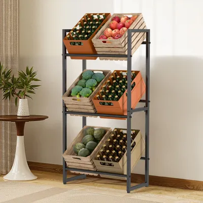 Produktbild von Ikodm Getränkekistenregal für 6 Kisten 71x32x140 cm Metall Schwarz