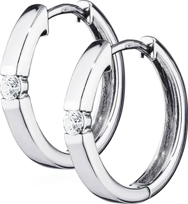 Produktbild von Paar 925er Sterlingsilber Klappcreolen Zirkonia Glänzend Rhodiniert 16,2mm 4781