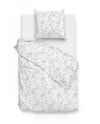 Produktbild von Zo!Home Mako Satin Fiori di Satinado Bettwäsche 135 White Abstract White 1 Bettbezug 135x200cm + 1 Kissenbezug 80x80cm