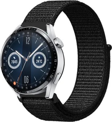 Produktbild von Strap-it Huawei Watch GT 3 46mm Nylonarmband (Schwarz)