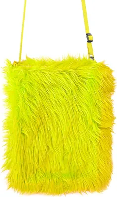 Immagine prodotto di Borsa a tracolla in peluche giallo neon 80s - borsa a mano in giallo neon