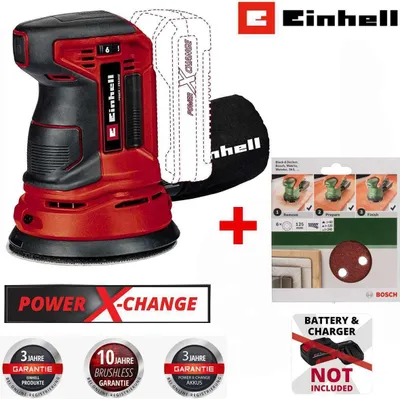 Produktbild von Einhell Akku-Exzenterschleifer TE-RS 18 Li-Solo 18V + Bosch 6tlg Schleifblattset