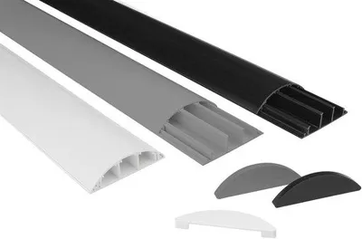 Produktbild von Halbrund Kabelgoot 68 x 18 mm, schwarz, TV, Wand, Boden