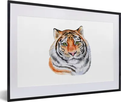 Produktbild von MuchoWow® MuchoWow® Gerahmtes Poster Tiger - Augen - Weiß 60x40 cm - Poster mit zchwarzem Bilderrahmen - Schlafzimmer - Plakat in Rahmen - Drucken