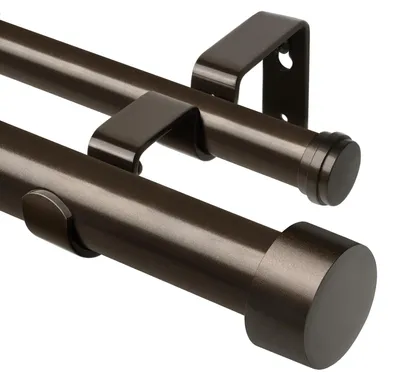 Image de Tringle à rideaux double en bronze, extensible de 190 à 355 cm