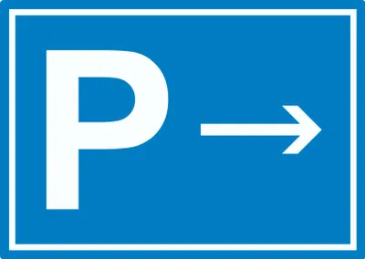 Produktbild von P Parkplatz Aufkleber mit Richtungspfeil rechts waagerecht A4 (210x297mm)
