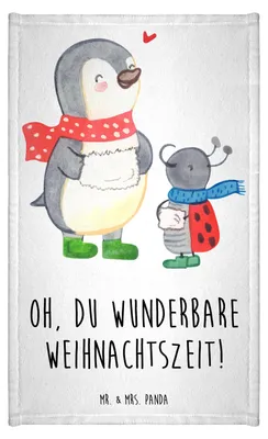 Produktbild von Mr. & Mrs. Panda Handtuch Smörle Winterzeit - Weiß - Geschenk, Weihnachtszeit, baumwolle, Weihnachten Grüße, Klein, Weihnachtsgruß, gäste wc, Gästetuch, Frotteetuch