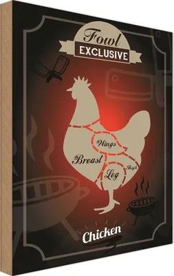 Produktbild von vianmo Holzschild 30x20 cm Fleisch Fowl exklusive chicken Tier Haustier