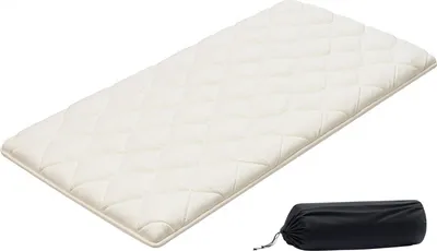 Produktbild von VEVOR japanische Futon-Matratze (2032 x 991 x 63,5 mm), faltbare Tatami (Einzelbettgröße), Bodenmatratze mit Aufbewahrungstasche & Befestigungsmaterial, 9-lagige Schlafmatte für Meditation Yoga, Weiß