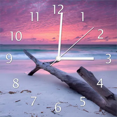 Produktbild von Wallario Design Wanduhr Abendhimmel bei Sonnenuntergang aus Echtglas, Größe 30 x 30 cm
