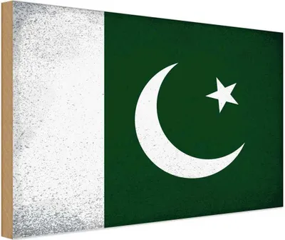 Produktbild von vianmo Holzschild 30x40 cm Pakistan Flagge Fahne Wappen