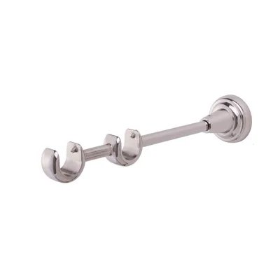 Produktbild von MDEKOR Wandträger 2-läufig Edelstahloptik R Wandhalter mit Metallmontageplatte für Gardinenstange 19 mm Abstand kürzbar