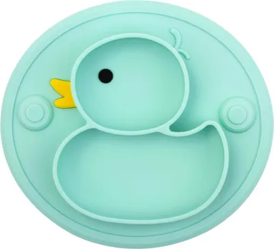 Produktbild von Putzteller mit Fächern - Silikon Babyplatte / Rutschfeste Kinderunterlage mit Saugnäpfen - Selbstfütterungstraining