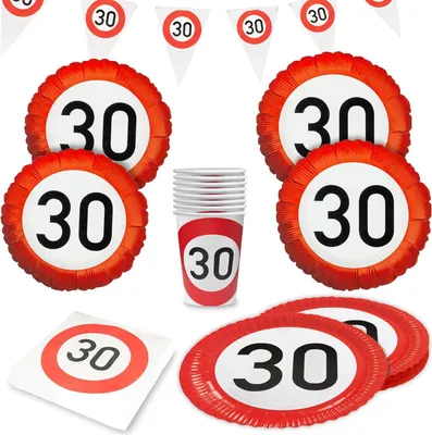 Produktbild von Happy Birthday 30 – Partyset 5-tlg. mit Tellern, Bechern, Servietten & Ballons