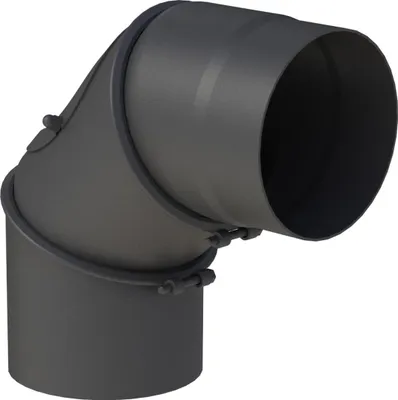 Produktbild von Ø 120 mm Ofenrohr Bogen drehbar 0-90° - mit Tür - schwarz
